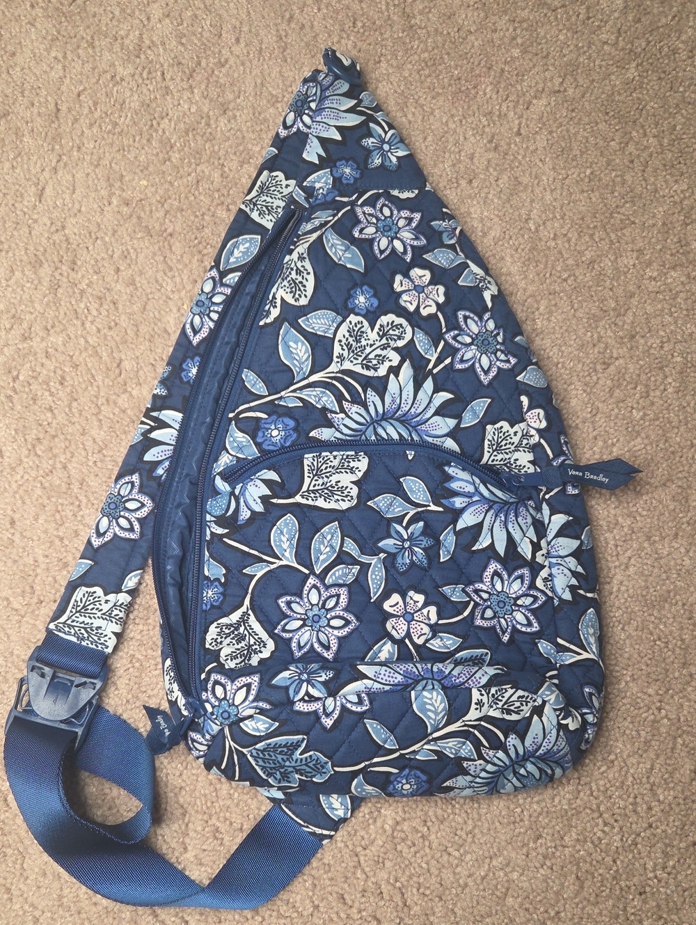 Vera Bradley Navy Blue Floral Quilted Sling Crossbody